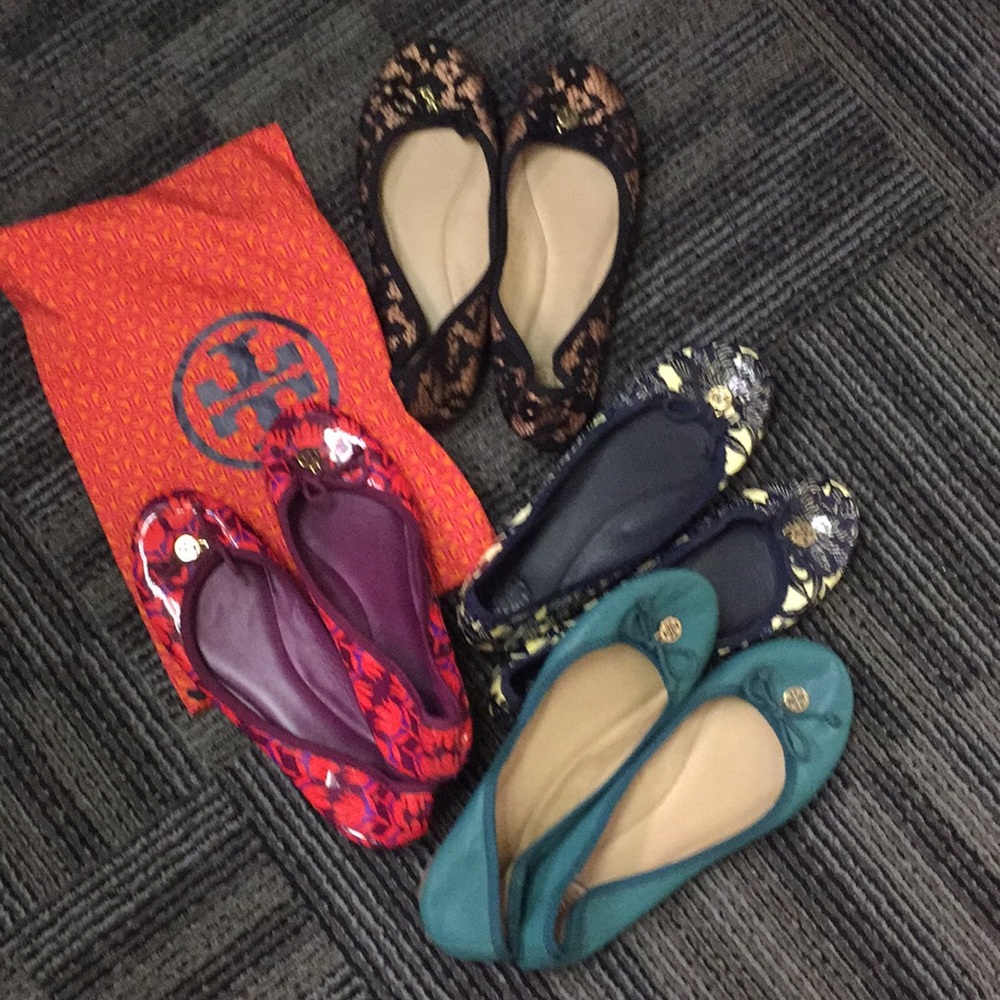 Lot of 4 pairs size 8 1/2 Tory Burch ballet flats